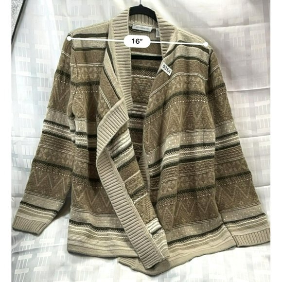 LIZ CLAIRBONE, Women CARDIGAN, long sleeve, COLOR BROWN, SIZE XL - Picture 2 of 13